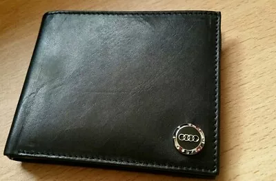$24.59 • Buy Audi Wallet Black Soft Genuine Leather License Cards Coins Metal Badge