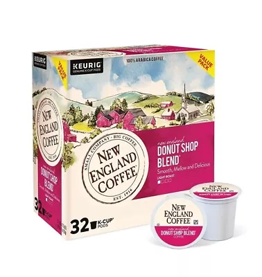 New England Coffee Donut Shop Blend Light Roast K-Cup Pods 32 Keurig Cups NEW • $25