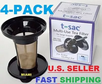 4-PACK  T -sac  MULTI-USE TEA FILTERS FOR LARGE TEAPOTS 4-10 CUPS • $18.99