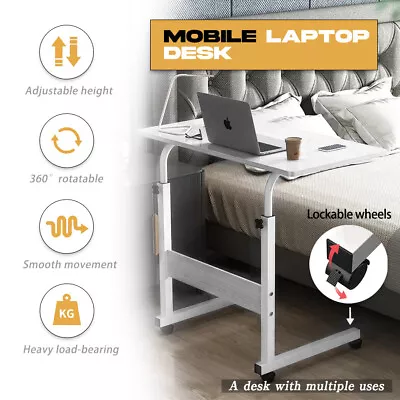 Computer Table Stand Adjustable Bedside Portable Study Mobile Laptop With Wheels • $25.99