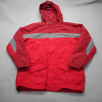 LL Bean Jacket Mens Large Red Colorblock 3 In 1 Fleece Lined Winter Coat • $54.77