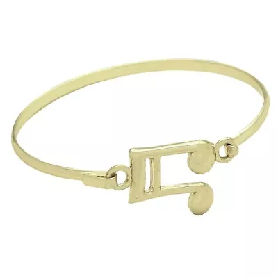 Music Note Bracelet Gold Tone Simple Skinny Bangle Shiny High Polish Finish • $10.99