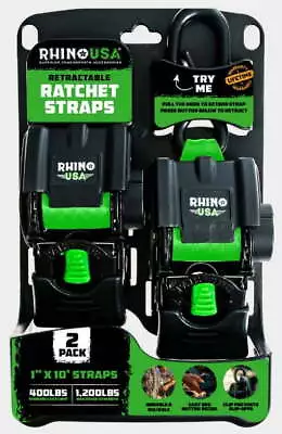 Rhino USA 1in X 10ft Retractable Ratchet Straps 2 Pack • $24.49