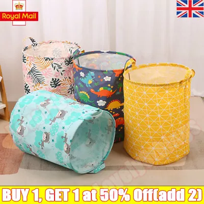 Washing Dirty Clothes Laundry Basket Canvas Baby's Toy Hamper Bin Storage Bag • £2.29