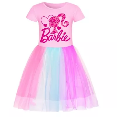 2024 NEW Kids Girls Barbie Fancy Dress Party Princess Rainbow Star Tutu Skirts • £8.99