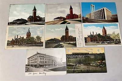 7 1907-1920's & 1 Chrome Milwaukee Wisconsin Railroad Postcards Depot Interurban • $32.99