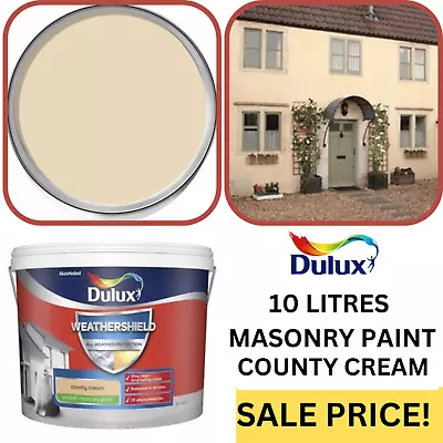 SALE Dulux 10L County Cream Masonry Weather Shield Outdoor Protection Paint • £37.99