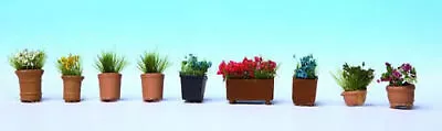 Noch 14031 HO Scale Flowers In Flower Pots -- Assorted Set #3 Pkg(9) • $16.99