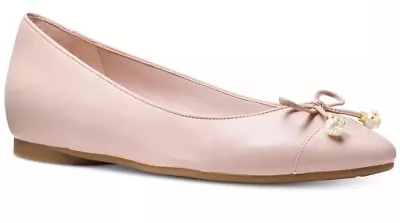 New Michael Kors Gia Ballet Flat Pearls Bow Detail Pointed Toe Slip On Leather • $71.99