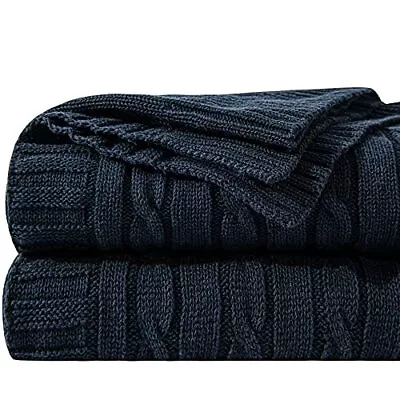 100% Pure Cotton Cable Knit Throw Blanket Super Soft Warm 130x170 Knitted • £48.99