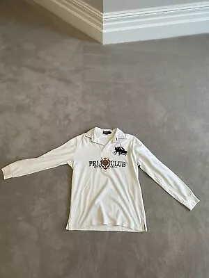 Polo Ralph Lauren Rugby Shirt Long Sleeve White Blue Mens Medium • £19.99