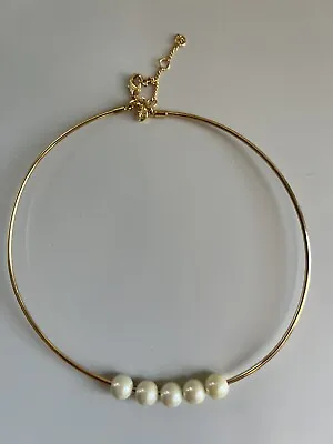 $19.95 • Buy J.Crew Vintage Faux Pearl Choker Collar Gold Necklace Adjustable