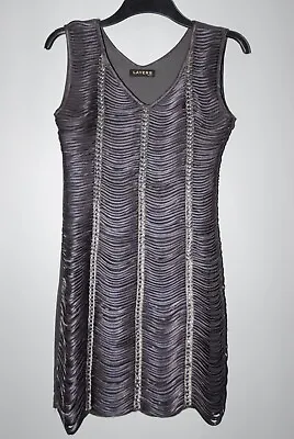 LAYERS Paris Ladies Short Dark Grey Strap Detail Dress Uk Size 12 • £5.94