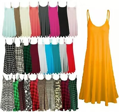 £11.99 • Buy Women Ladies Plus Size Cami Strappy Sleeveless Print Long Swing Dress Vest Tops