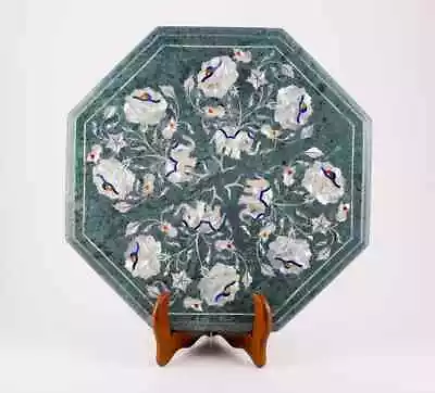 18'' Antique Green Marble Table Top Inlay Pietra Dura Coffee Center Mosaic L5 • $478