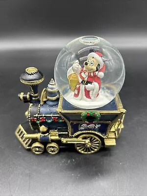 Bradford Exchange Disney Mickey Mouse Santa Train Snowglobe Music Box • $35