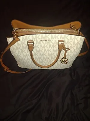 Michael Kors Women Ladies Large Vanilla Shoulder Tote Handbag Purse Satchel MK • $166