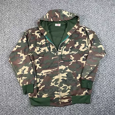 VTG 80s Bassett Walker Thermal Lined Camouflage Zip Hoodie Adult XL Green Camo • $30