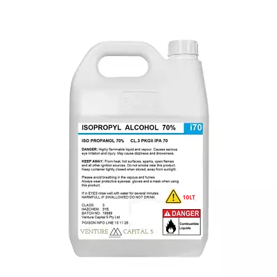 ISOPROPYL ALCOHOL 70% IPA - RUBBING ALCOHOL 1LT 2.5LT Or 5LT • $28.95