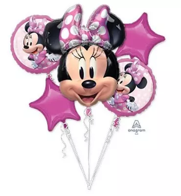 Minnie Mouse 5 Piece Anagram Balloon Bouquet Birthday Party Decorations • £14.59
