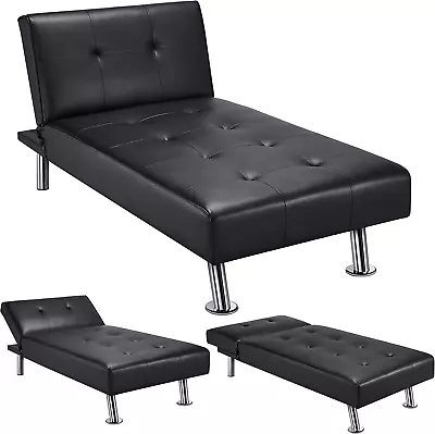 Faux Leather Sofa Bed Sleeper Convertible Futon Sofa Modern Recliner Couch Daybe • $242.99