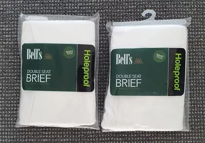 🔶️2x BELL'S HOLEPROOF DOUBLE SEAT BRIEFS WHITE SIZE 105cm (24) M1788 UNDERWEAR  • $39.99