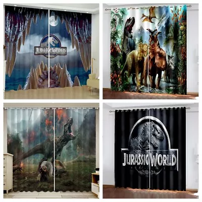 Boys Curtains 3D Jurassic Dinosaurs Curtains Blackout Curtains Ring Top Eyelet • £31.20