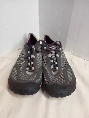 Merrell Pace Glove Dark Shadow Running Shoes Gray Purple Mesh Vibram Women Sz 9 • $29.99