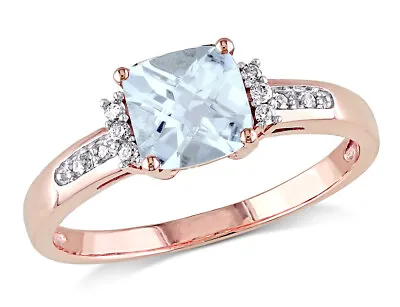 4/5 Carat (ctw) Light Aquamarine Ring With Diamonds 10K Rose Gold • $328.06