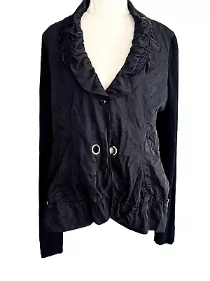 Gabriella Frattini Top Jacket Black Contrast Back Fabric Long Sleeves Size 14 • $22.95