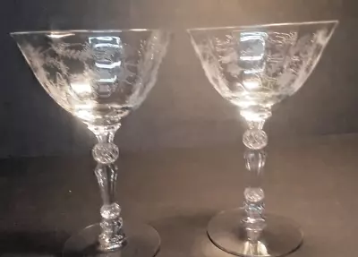 2 Vintage Fostoria Glass Chintz 5   Crystal  Etched  Liquor Glasses • $12.99