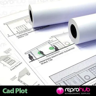 Inkjet Plotter Paper 90gsm Rolls For Wide Format Inkjet Printers X 4 Rolls • £56