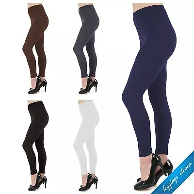 Womens Ladies Cropped/Full Length Capri Leggings Plain Pants Leggings Sizes 6-26 • £6.95