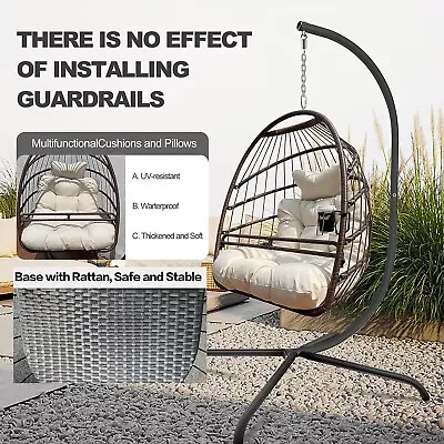 Swing Egg Chair | Foldable Frame | UV Resistant | Cup Holder| Porch Backyard • $219.99