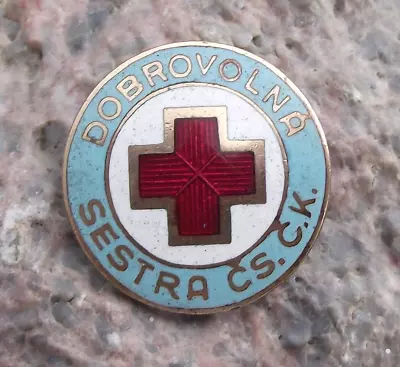 Vintage Red Cross Czechoslovakia Medical Volunteer Nurse Uniform Clasp Pin Badge • $33.95