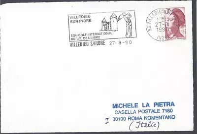 FRANCE: Town Cancel Of Villedieu Sur Indre Featuring Golfer 27-8.90 • $4