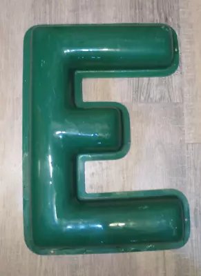 Vintage Large Big Plastic Green  E  Letter Wall Mount Letter 16 1/2  X 11 1/2  • $19.95