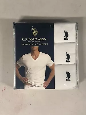 $17.99 • Buy NEW U.S. Polo Assn Men's 3 Pack V Neck T-Shirts Tee Black White SMALL Only