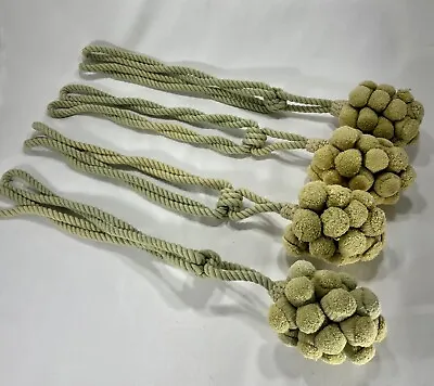 Vintage Unusual Light Green Braided Drapery Tie Back With Clusters RARE Lot Of 4 • $29.45