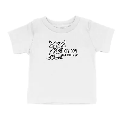 Holy Cow I'm Cute Toddler Kids Boy Youth T-Shirt Cow Boy Tee Retro Funny Cow • £9.94