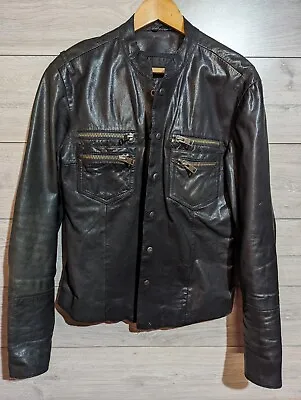 ALL SAINTS Mens Medium - Black Leather Ramones Shirt Jacket  • £124.99