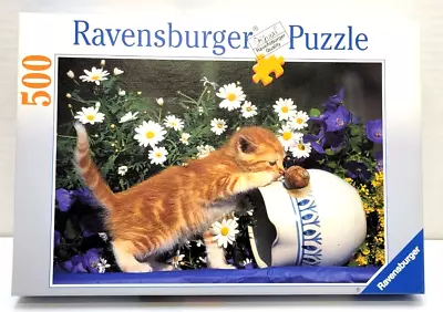 Ravensburger Curiosity Kitten Cat Pottery Flower 500 Pc Puzzle 14 104 3 • $15