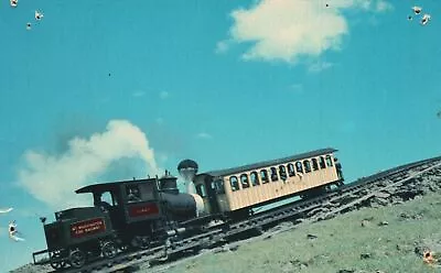 Postcard Close-Up Of Mount Washington Cog Railway Engine And Car New Hampshire • $5.50