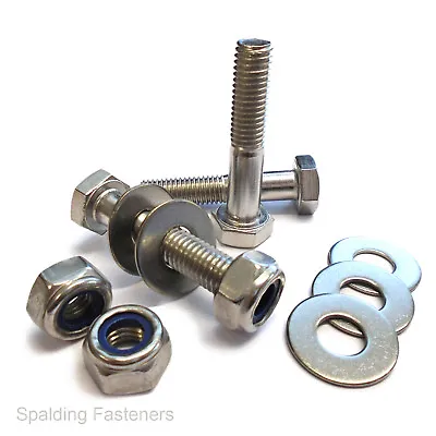 M12 12mm Stainless Steel Metric Part Thread Hex Bolt Nyloc Nuts & Repair Washers • £25.49