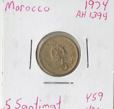 Coin Morocco 5 Santimat 1974 Y59 • $1.29