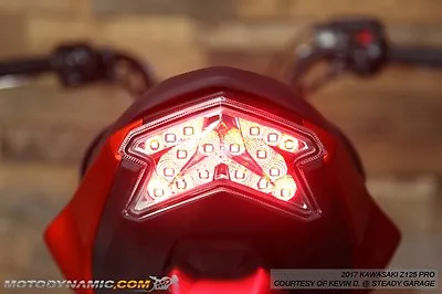 Fit 2017-2024 Kawasaki Z125 Pro SEQUENTIAL Signal LED Tail Light CLEAR LENS • $98.95