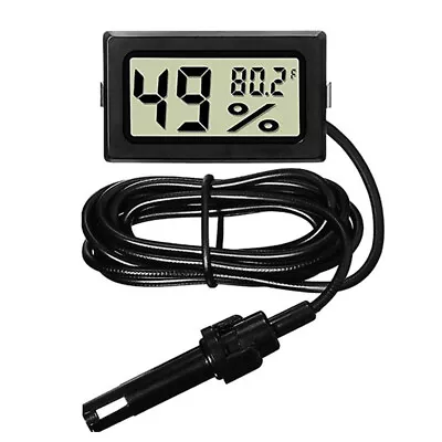 Mini Reptile Terrarium Digital Thermometer Hygrometer With Probe Humidity Gauge • $8.99