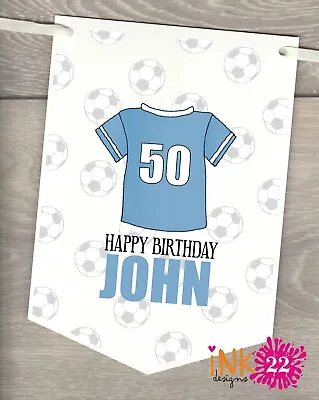 Personalised Birthday Party Decoration Banner Bunting Football 30 40th 50th 60th • £4.97