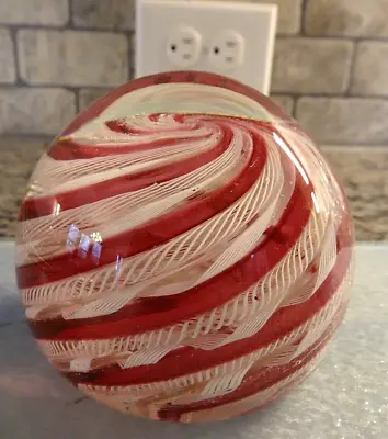 Vintage Murano Art Glass Zanfirico Ribbon Swirl Crown Paperweight • $62.55