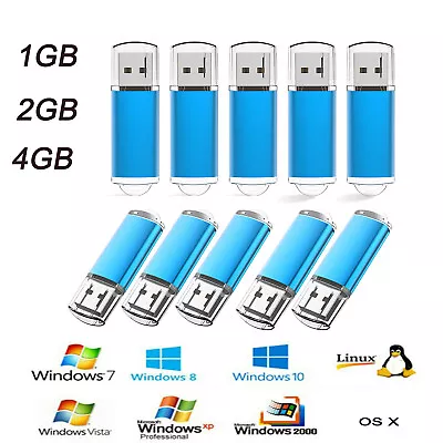 5/10Pack 1GB 2GB 4GB Flash Drives USB Memory Stick 2.0 Data Storage Pen Drives • $23.74
